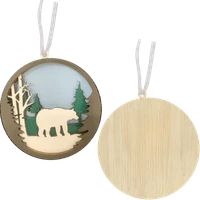 Bear in the Woods Layered Wood Ornament