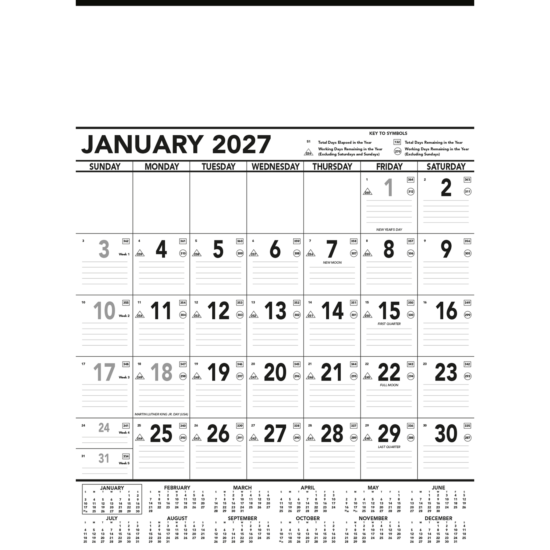 Commercial Contractor Calendar: Black & White 2027 - HPG Brands