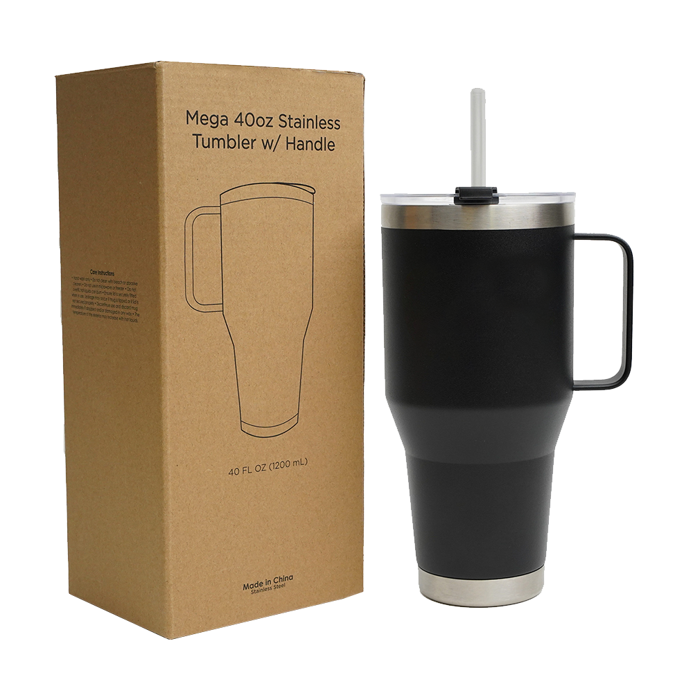 バーベキュー・調理用品 h&o HOW STRONG? TUMBLER 40 oz Mega Tumbler with Handle - HPG Brands