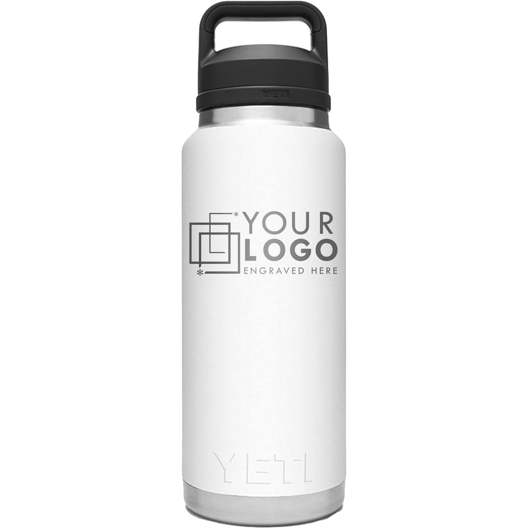 REAL YETI 36 Oz. Laser Engraved White Yeti Rambler Bottle