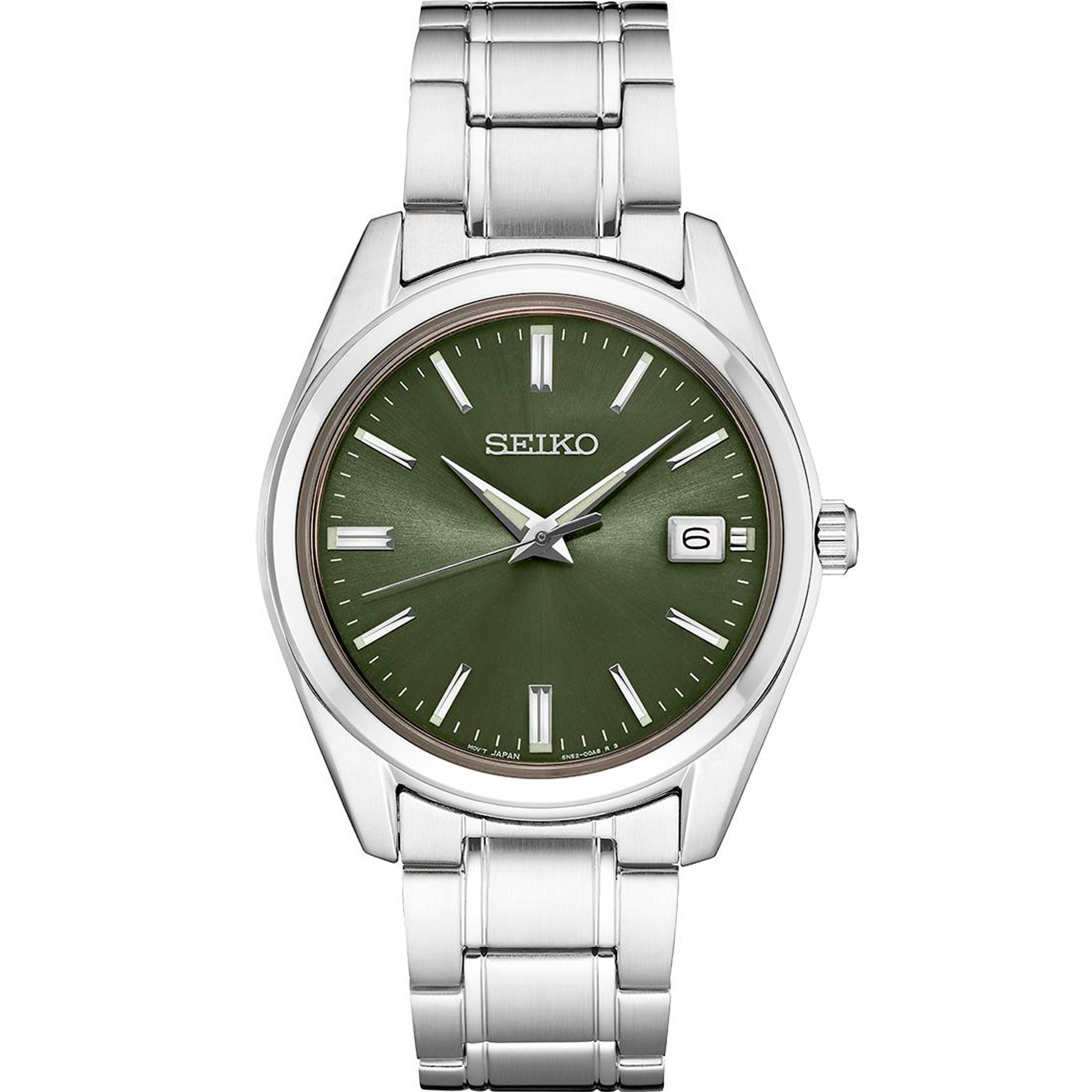 Seiko SUR527 Essentials Stainless Steel Quartz: Olive Dial 40.2mm
