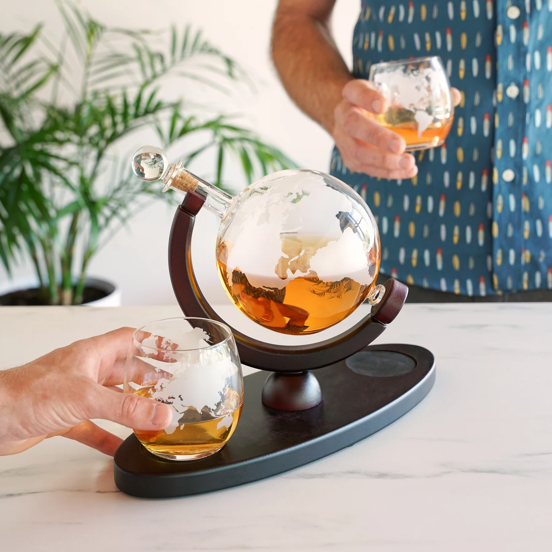 Viski Globe Decanter & Whiskey Tumblers Set - HPG Brands