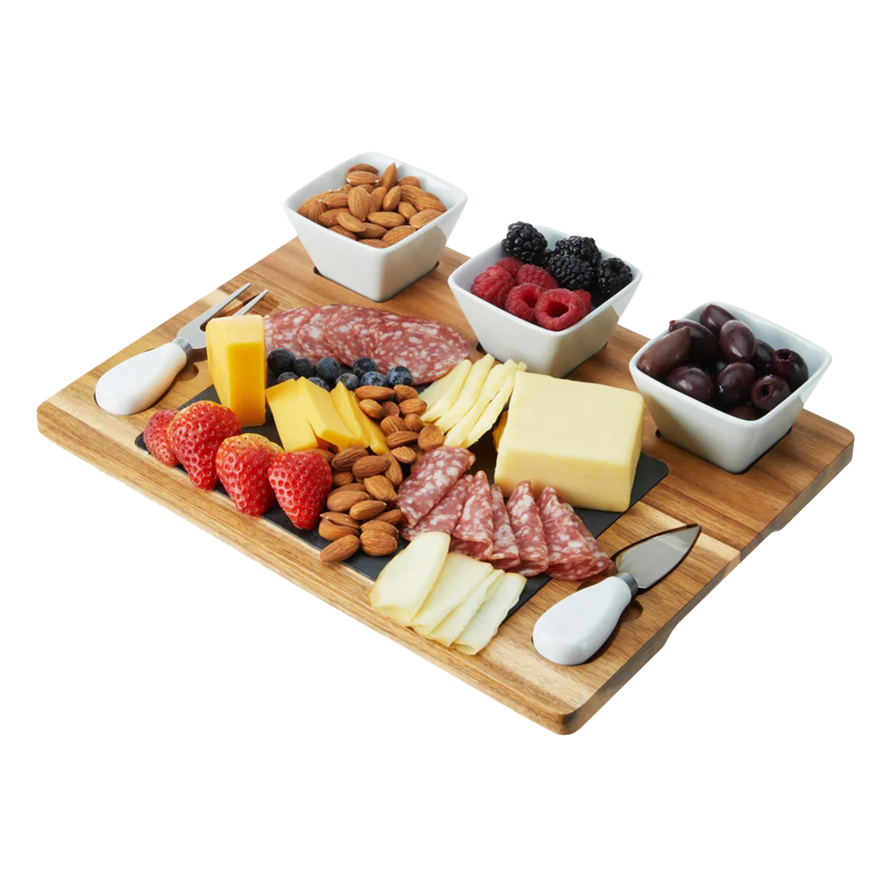 Twine Acacia & Slate Cheese Board Set W/ Ceramic Bowls - HPG Brands