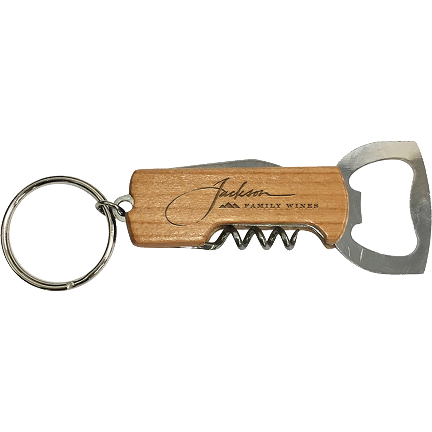 Wood Bottle Opener: Keychain Bottle Opener/Corkscrew Combo - HPG