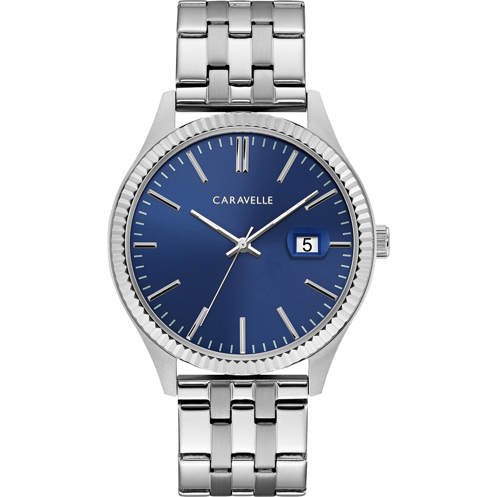Caravelle Men's Silver-Tone Watch with Blue Dial - HPG Brands