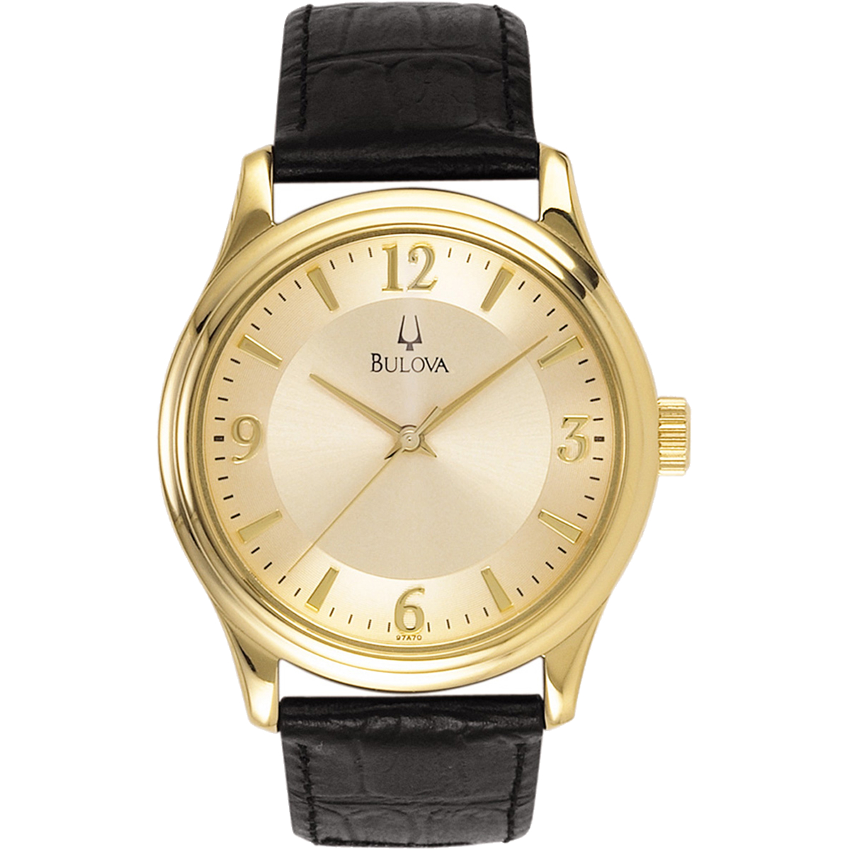 Bulova 97L60 Gold Tone Dress Watch Black Leather Strap Box & Manual Loaf N‎ Jug Bulova Men main image 2