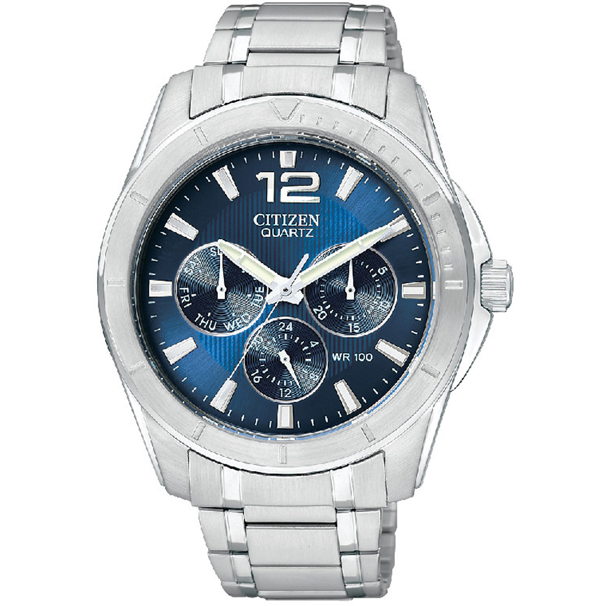 ひー9282cmブルーAM Citizen AG830052L Men's Blue Dial Silver-Tone Bracelet Watch - HPG