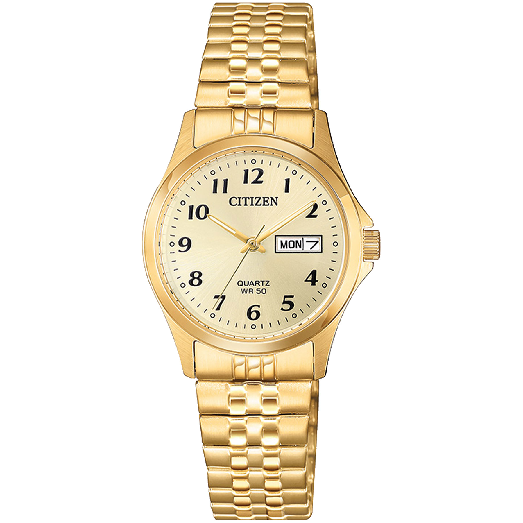 CITIZEN ゴールド 腕時計 6101503 GP レディース　稼働品 CITIZEN Womens Watch Gold Tone Round Face Brown Leather Band