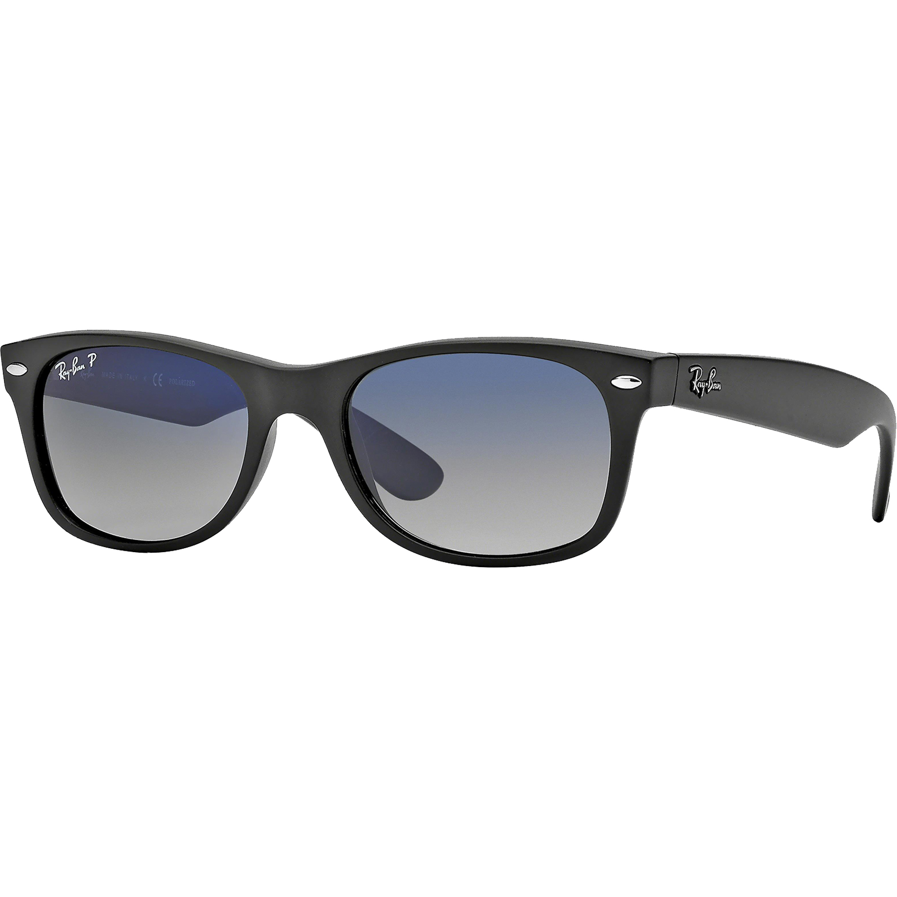 Ray-Ban Polarized New Wayfarer Sunglasses: Matte Black/Blue 52/18