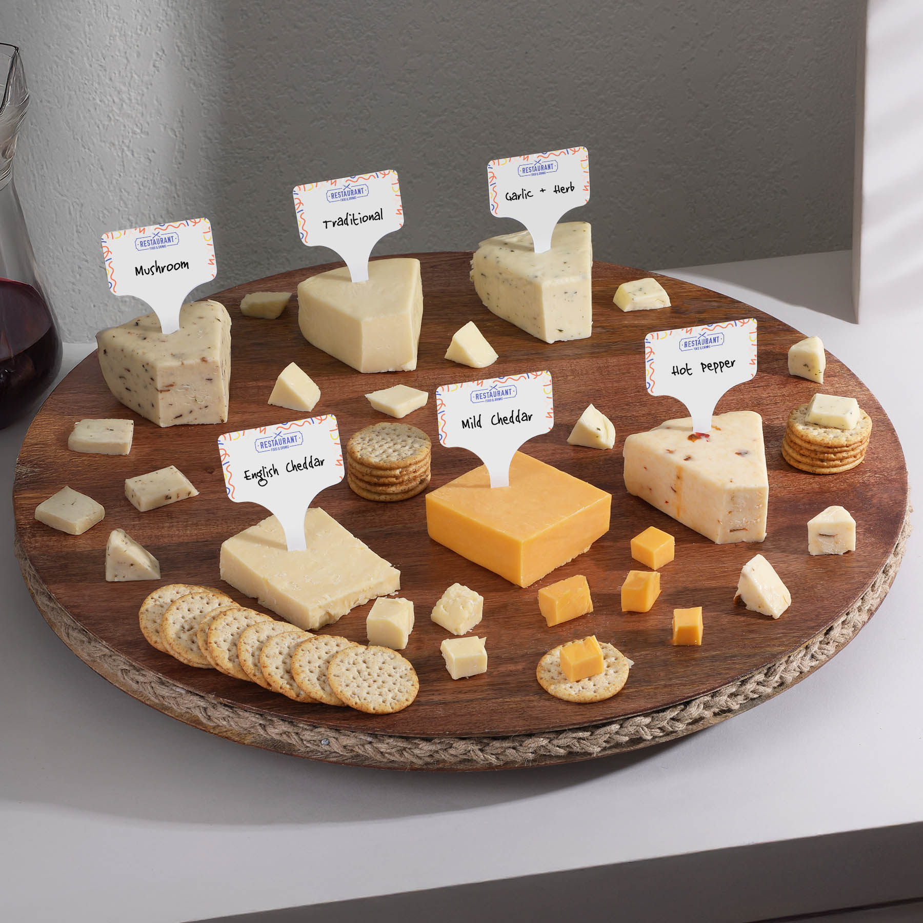 Food ID Stakes Wood Write-On Buffet Markers - 2.5 x 3.5 in (6 Pack)