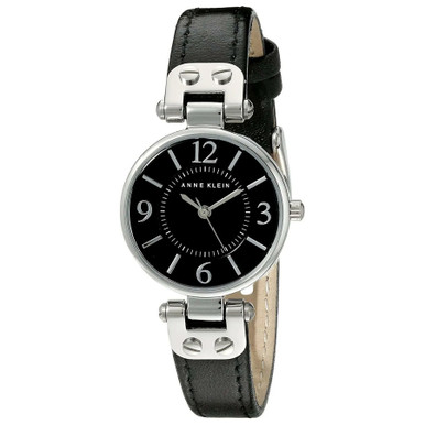 Anne Klein Women\'s Silver Black Leather Strap Analog Quartz Solid Luxury Watch Anne Klein Quartz Rectangular Faux Leather Watch | Belk main image 4