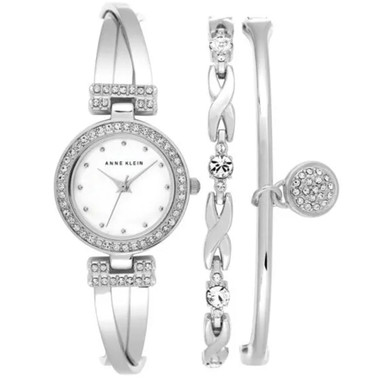 Anne Klein12/2257SVST Watch &3 Bracelet SILVER Set Amazon.com: Anne Klein Women main image 4