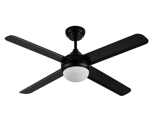 132cm 52inch Black Ceiling Fan With Light 65W 3 Speed