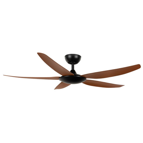142cm 56inch Matte Black and Walnut Ceiling Fan With Remote 35W 6 Speed