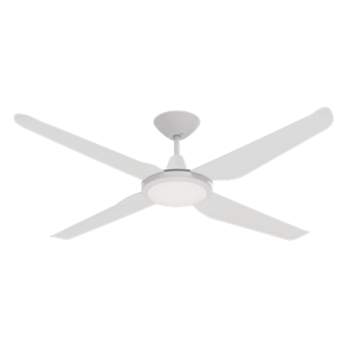 4 Blade 52 Inch Ceiling Fan In White 26W With Tri-Colour 18W LED Light