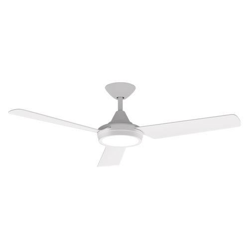 26W 48 inch 122cm 3 Blades Ceiling Fan In White With 18W Tri-Colour LED Light