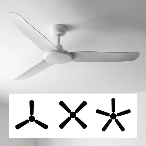 142cm 56-inch White DC Ceiling Fan Remote Control Convertible 3-4-5 Blades 40W