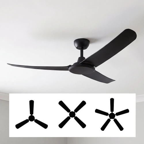 142cm 56-inch Black DC Ceiling Fan Remote Control Convertible 3-4-5 Blades 40W