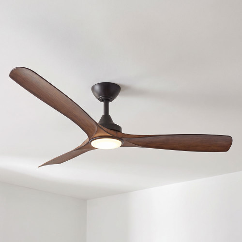 Noble 132cm 52-inch Black-Koa DC Ceiling Fan With Light Remote Control 3 Blade 30W