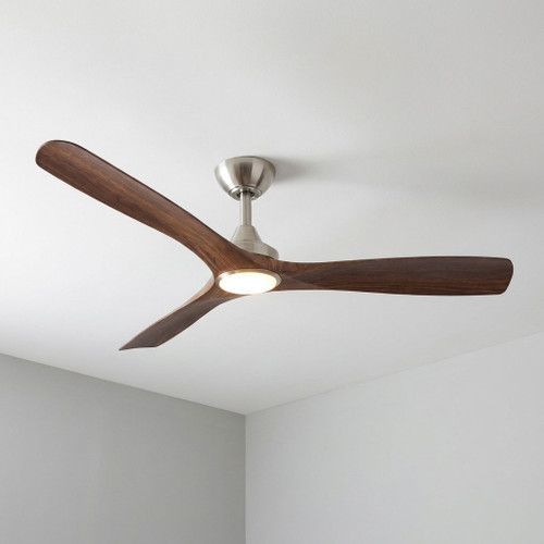 Noble 132cm 52-inch Nickel-Walnut DC Ceiling Fan With Light Remote Control 3 Blade 30W