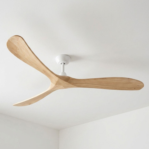 183cm 72-inch White-Timber DC Ceiling Fan Remote Control 3 Blade 39W 6 Speed