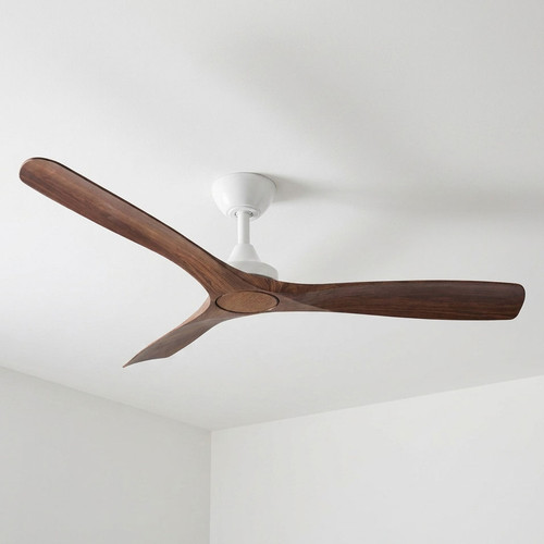 152cm 60-inch White-Walnut DC Ceiling Fan Remote Control 3 Blade 35W 6 Speed
