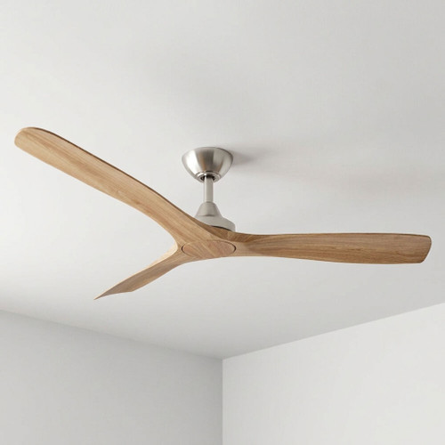 Noble 152cm 60-inch Nickel-Ashwood DC Ceiling Fan Remote Control 3 Blade 35W 6 Speed