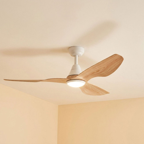 114cm 45-inch White-Oak DC Ceiling Fan With Light Remote Control 3 Blade 15W