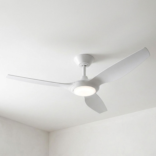 132cm 52-inch White DC Ceiling Fan With Light Remote Control 3 Blade 40W