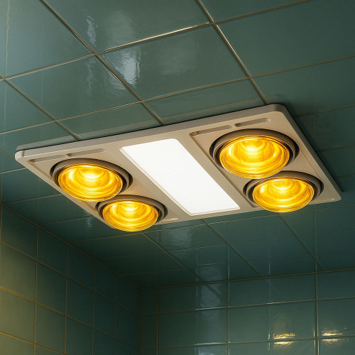 White 3-in-1 Bathroom Heater Fan With Tri-CCT LED 480mm