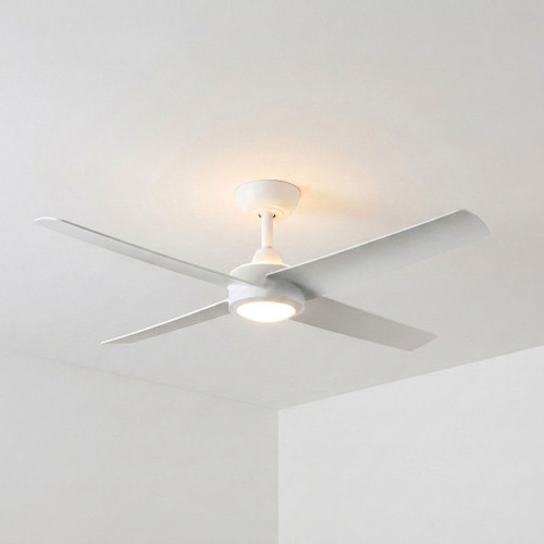 132cm 52-inch White DC Ceiling Fan With Light Remote Control 4 Blade 35W Uplight