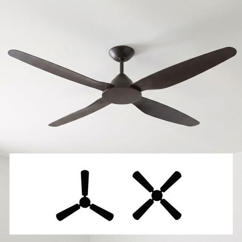 147cm 58-inch Black DC Ceiling Fan Remote Control Convertible Blades 40W