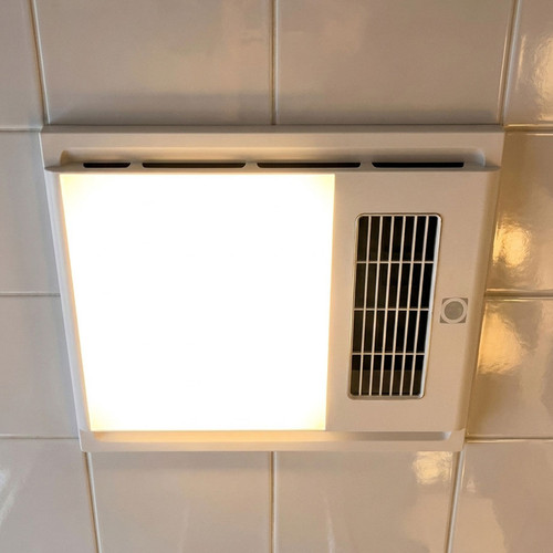 4-in-1 Bathroom Heater Fan White With Tri-CCT LED Light 390mm