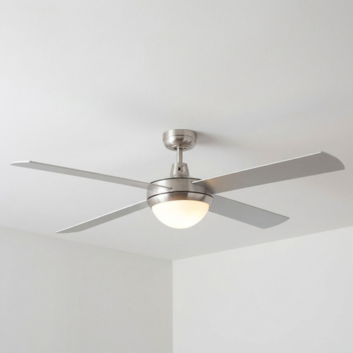 132cm 52-inch Brushed-Chrome AC Ceiling Fan With Light 3 Speed