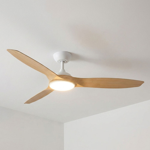 142cm 56-inch White-Oak DC Ceiling Fan With Light Smart Remote Control 3 Blade 39W
