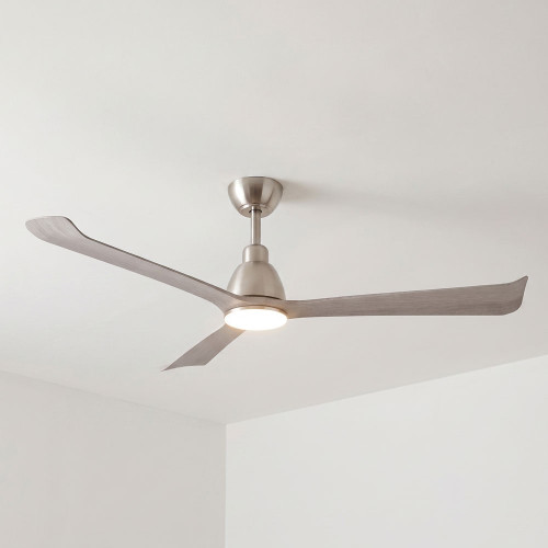 132cm 52-inch Nickel-Driftwood DC Ceiling Fan With Light Smart Remote Control 3 Blade 36W