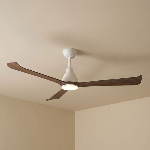 132cm 52-inch White-Walnut DC Ceiling Fan With Light Smart Remote Control 3 Blade 36W