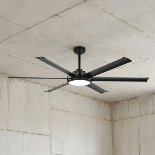 183cm 72-inch Black DC Ceiling Fan With Light Smart WIFI Remote 6 Blades 55W