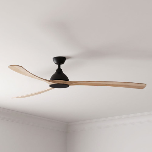 176cm 70-inch Black-Timber DC Ceiling Fan Smart Remote Control 3 Blade 30W 6 Speed