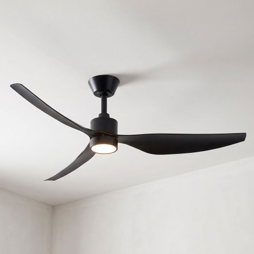 127cm 50-inch Black DC Ceiling Fan With Light Smart Remote Control 3 Blade 33W