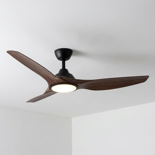 132cm 52-inch Black-Walnut DC Ceiling Fan With Light Smart Remote Control 3 Blade 33W