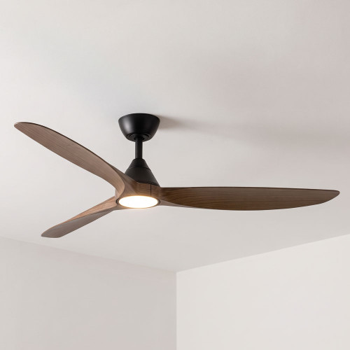 142cm 56-inch Black-Teak DC Ceiling Fan With Light Smart WIFI Remote 3 Blade 33W