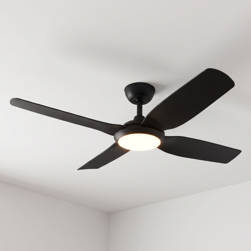 Legnante 132cm 52-inch Black DC Ceiling Fan With Light Smart WiFi Remote 4 Blade 36W