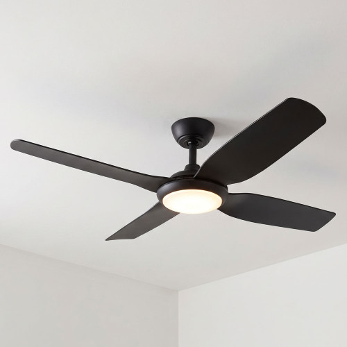 122cm 48-inch Black DC Ceiling Fan With Light WiFi Smart Remote 4 Blade 33W