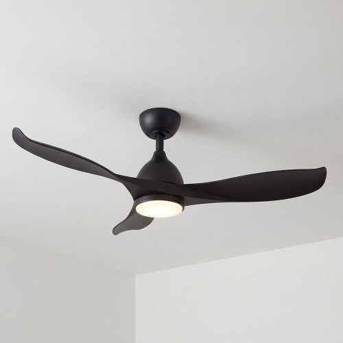 132cm 52-inch Black DC Ceiling Fan With Light Smart WiFi Remote 3 Blade 34W
