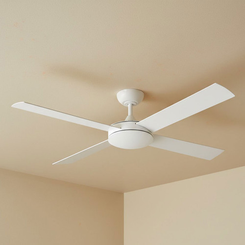 132cm 52-inch White DC Ceiling Fan Remote Control 4 Blade 36W 6 Speed