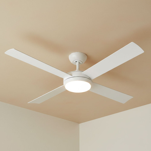 132cm 52-inch White DC Ceiling Fan With Light 4 Blade 36W