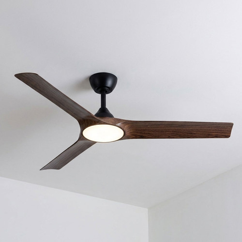 132cm 52-inch Black-Walnut DC Ceiling Fan Light WiFi Smart Remote 3 Blade 33W