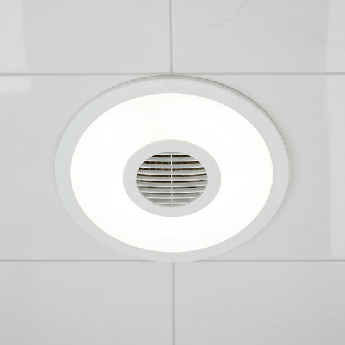 White Exhaust Fan 30W With 15W LED Light 4000K 1000lm 29cm