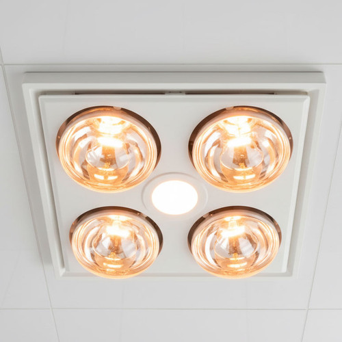 White 3-in-1 Bathroom Heater Fan With 3000K LED Light 375mm x 375mm